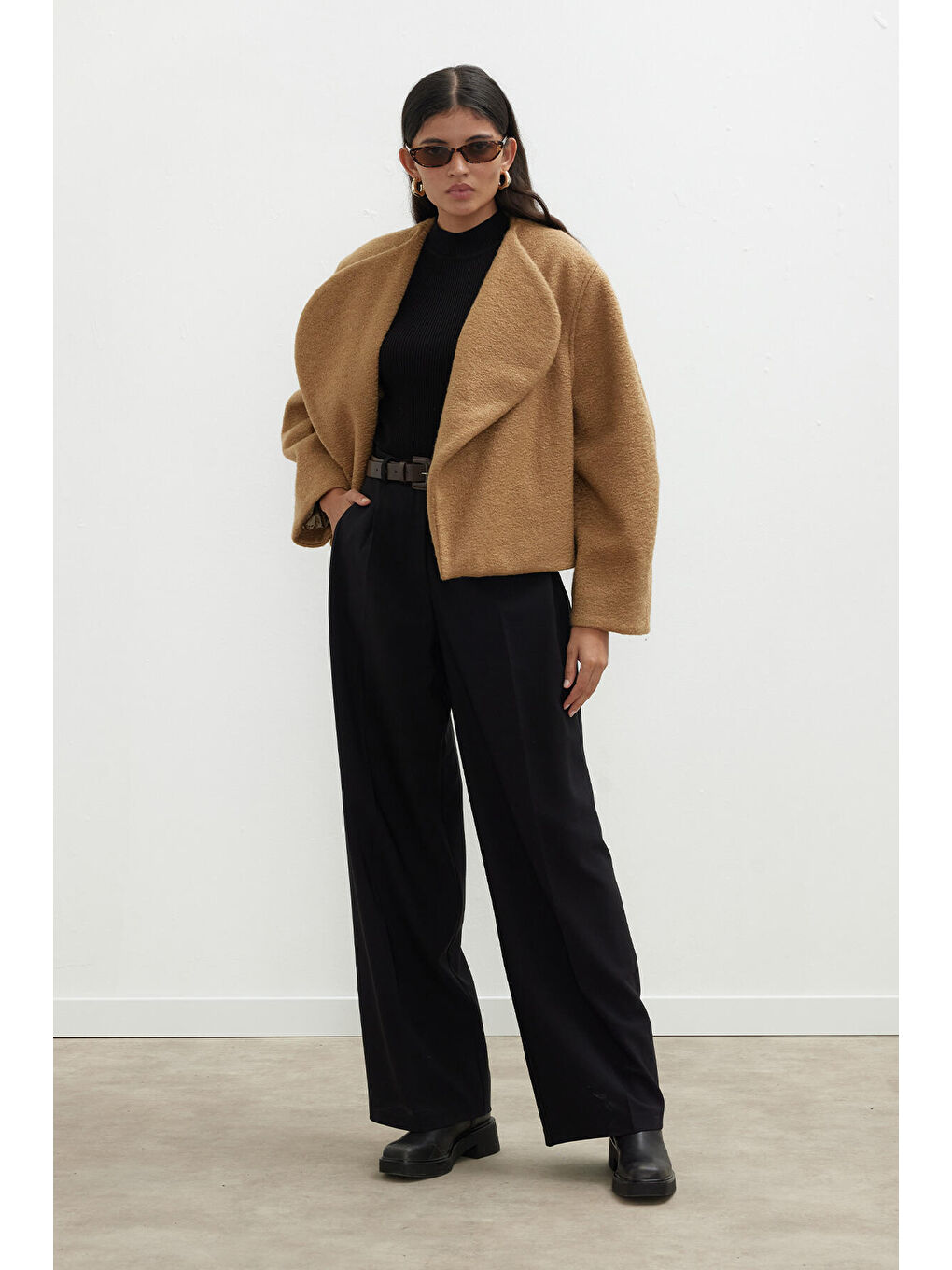 Dona Pileli Palazzo Pantolon Siyah-3