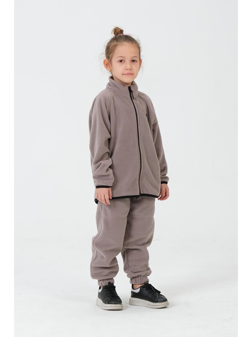 Gri Kız Çocuk Polar Kumaş Alt Üst Takım-1