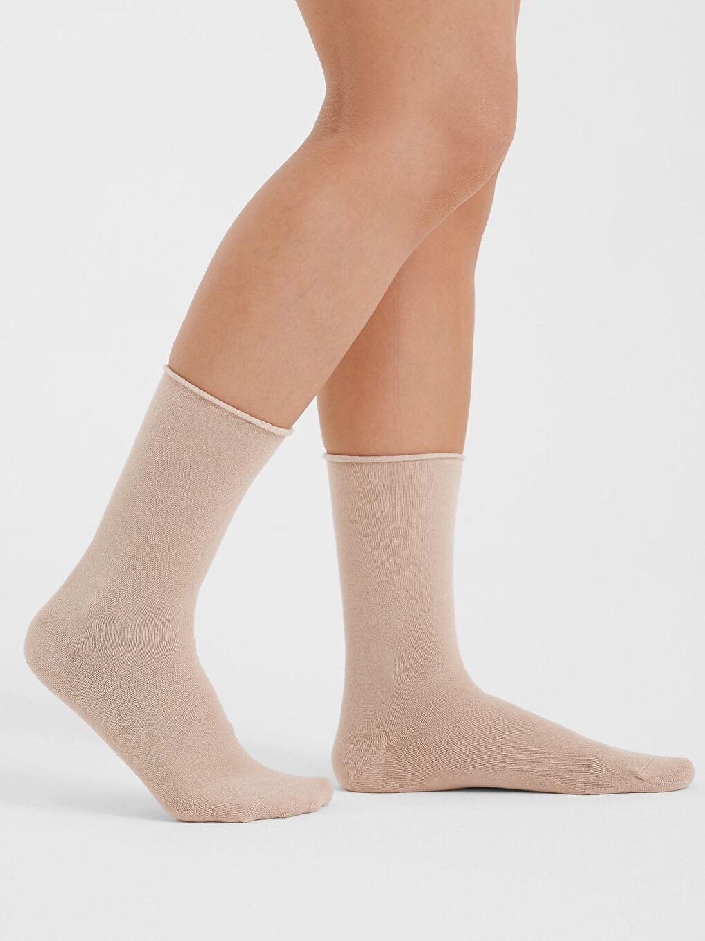 Açık Bej Modal Lastiksiz Dikişsiz Kadın Soket Çorap 36-41-1