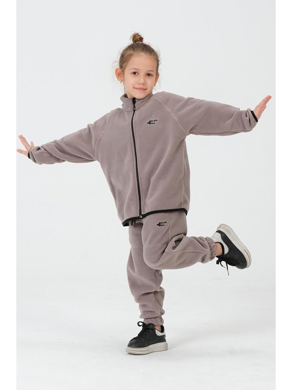 Gri Kız Çocuk Polar Kumaş Alt Üst Takım-3