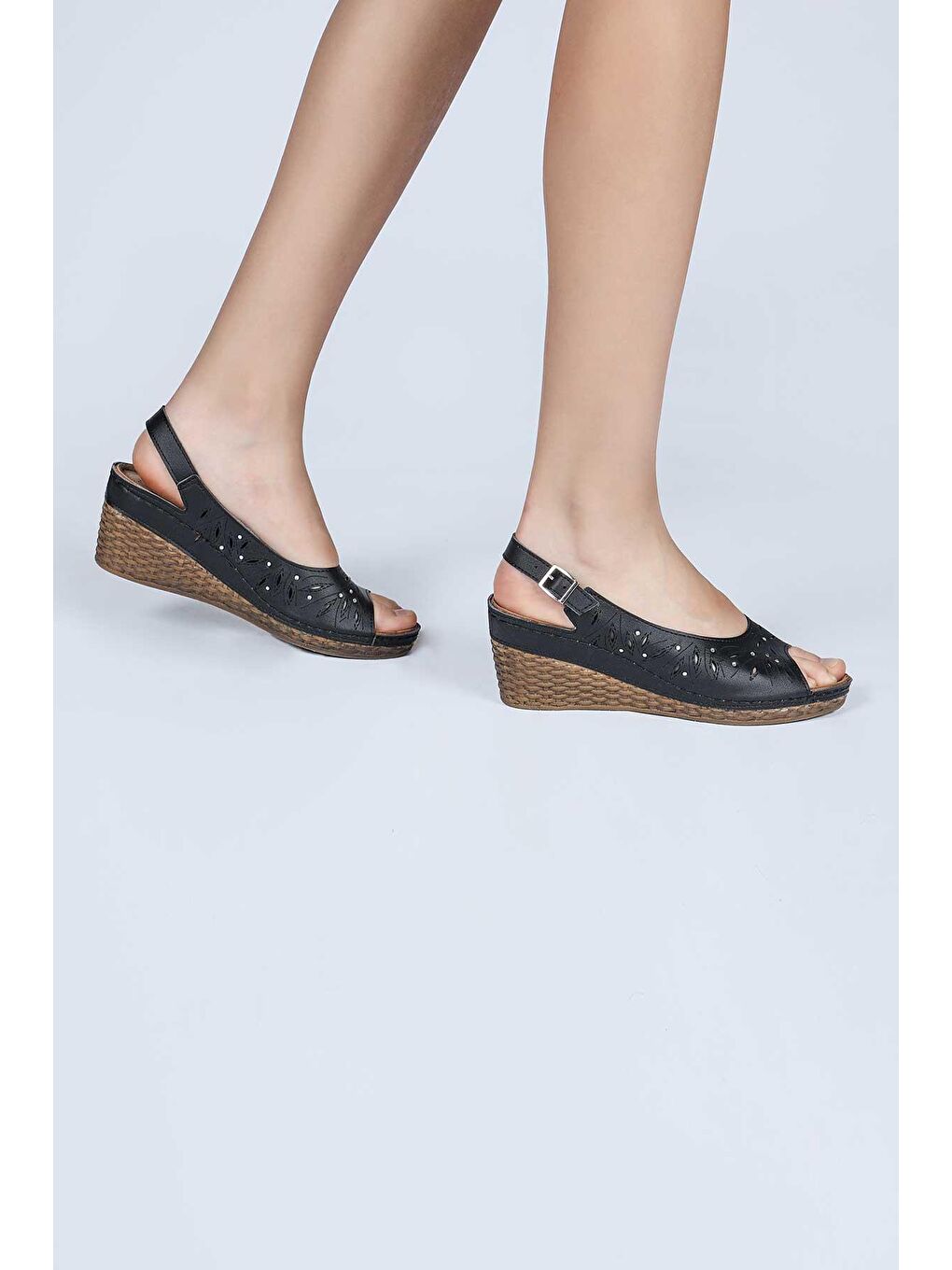 14778 Siyah Kadın Günlük Sandalet-3