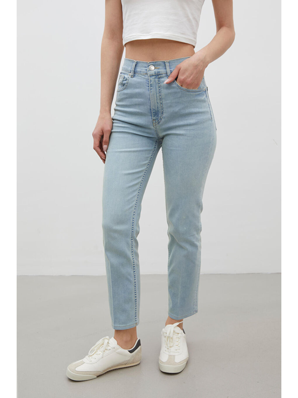 Bootcut Fit Denim Pantolon Açık Mavi-4