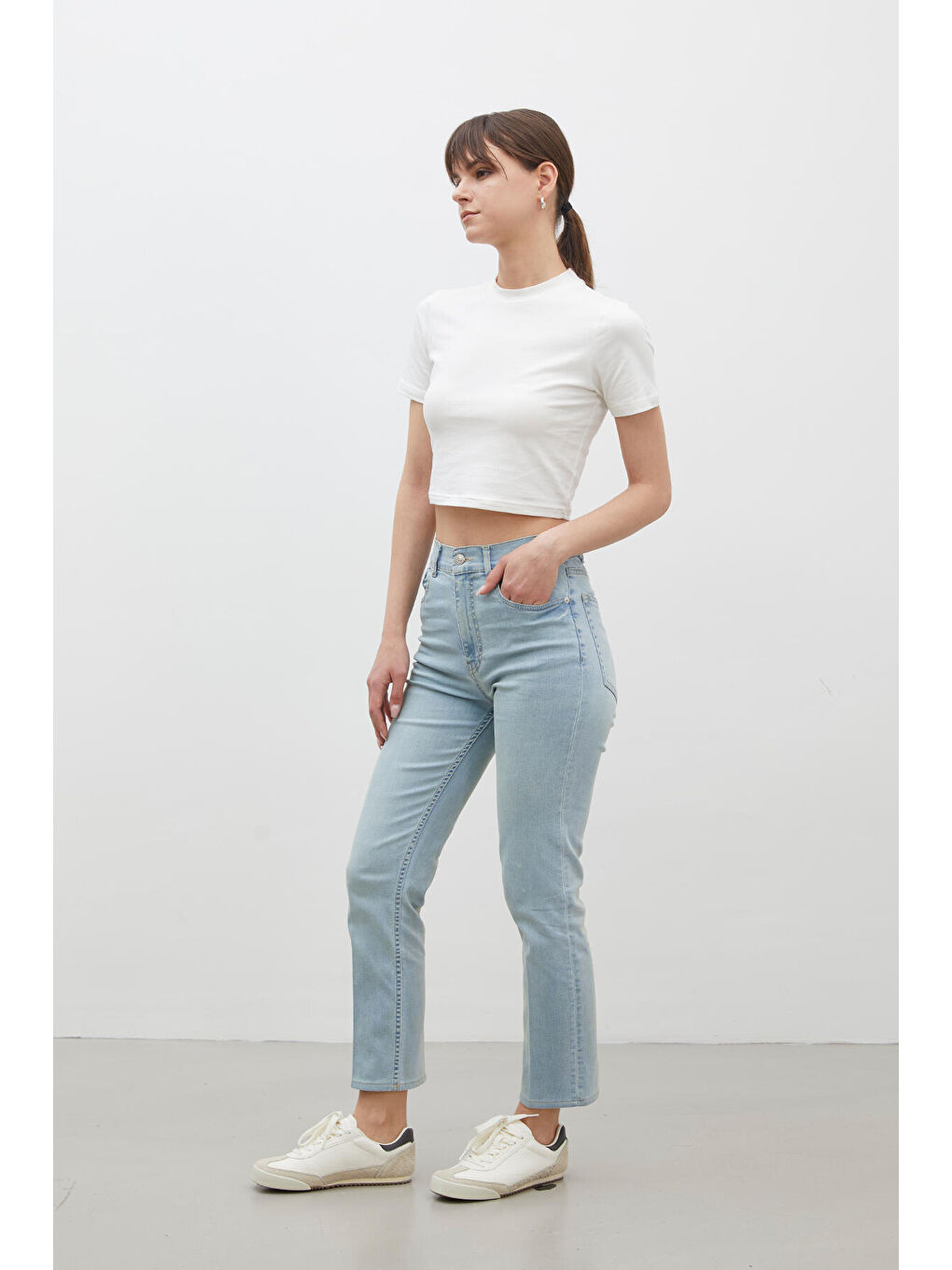 Bootcut Fit Denim Pantolon Açık Mavi-5