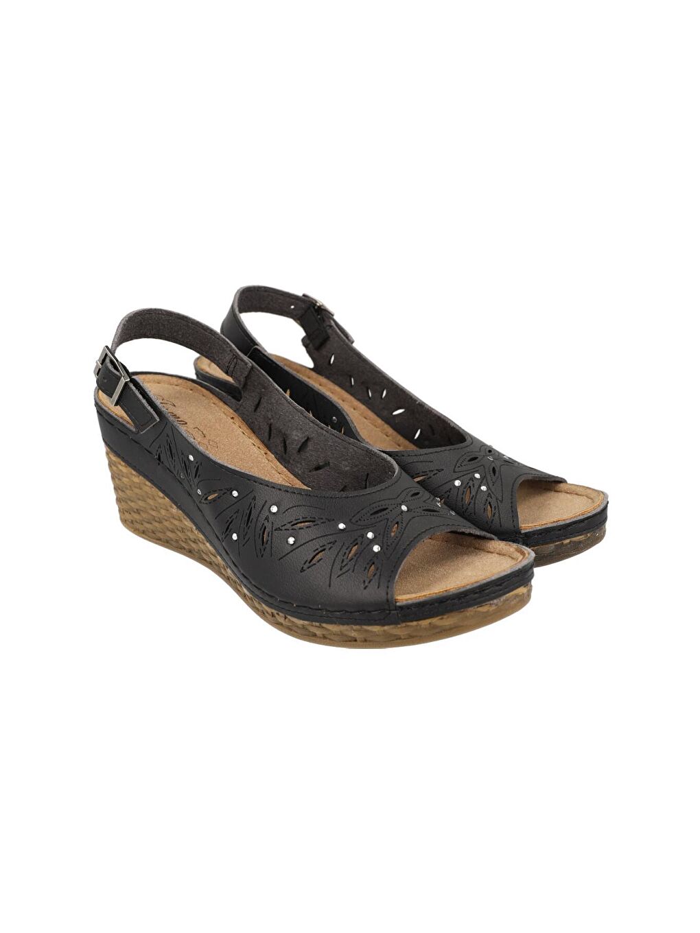 14778 Siyah Kadın Günlük Sandalet-5