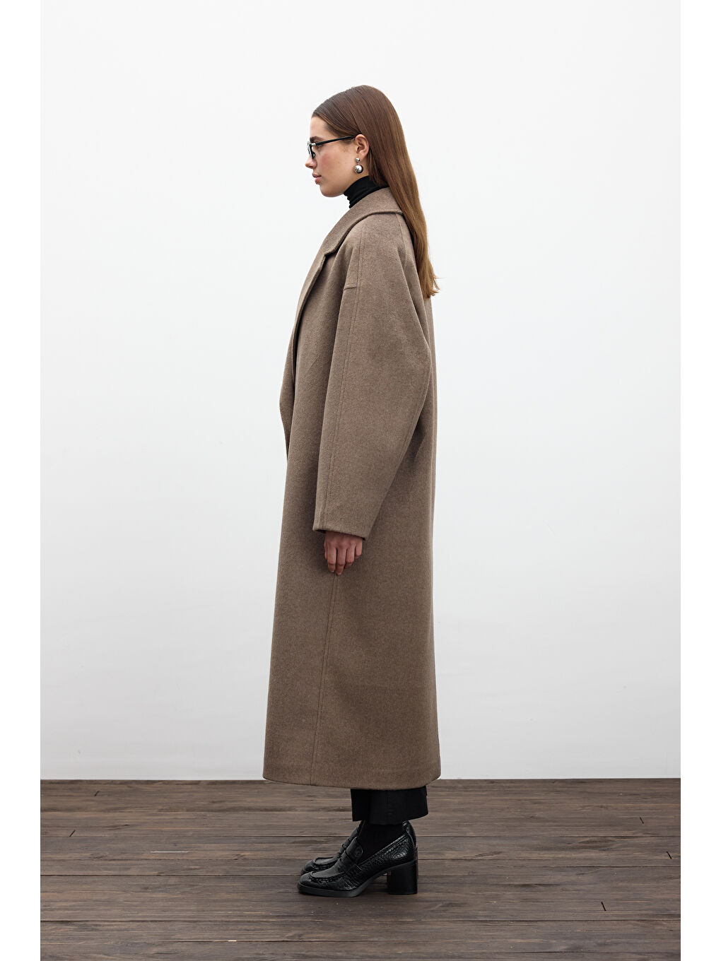 Kahverengi Düz Kapama Kaşe Kaban Küllü Kahve-5