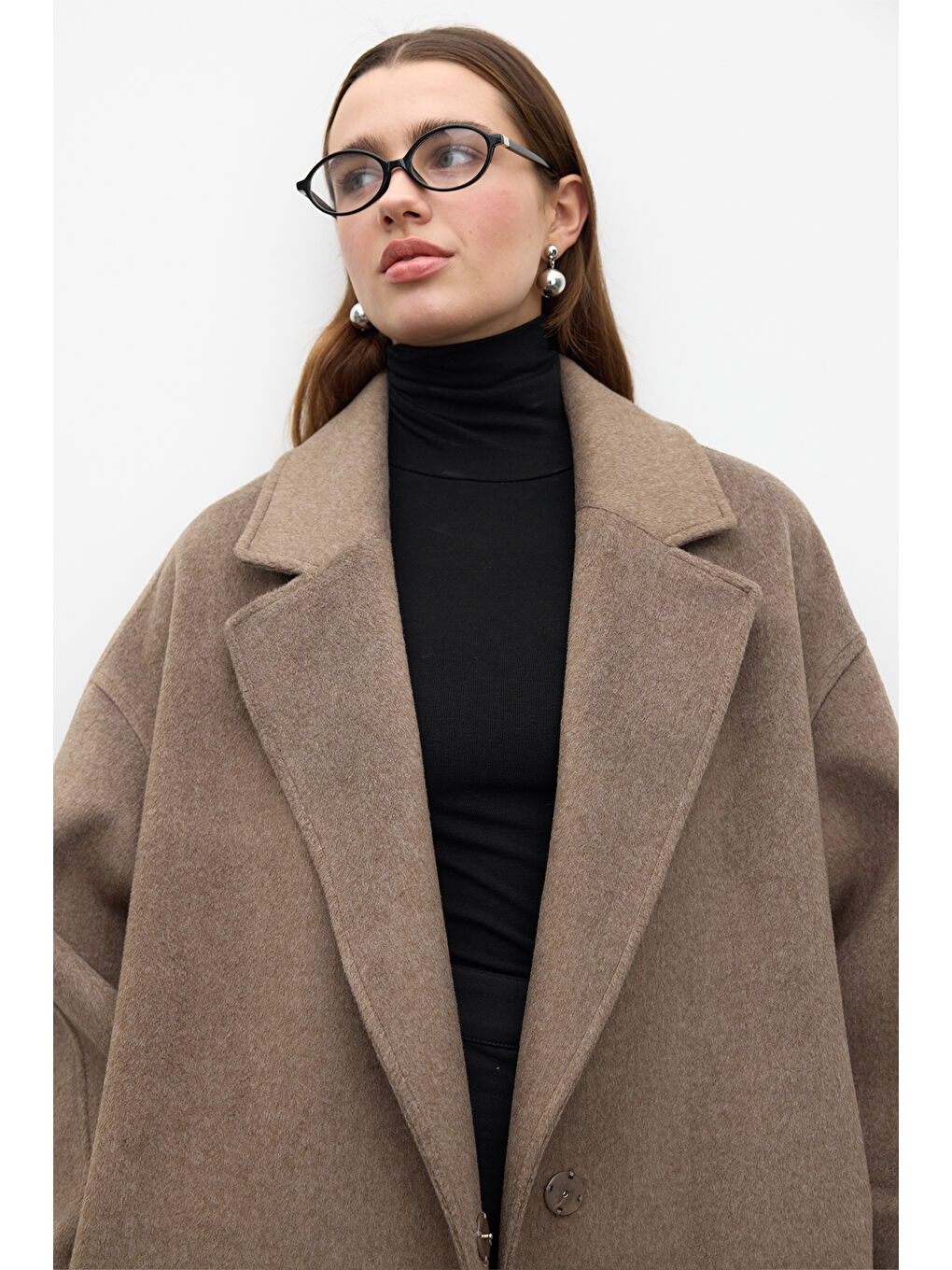 Kahverengi Düz Kapama Kaşe Kaban Küllü Kahve-6