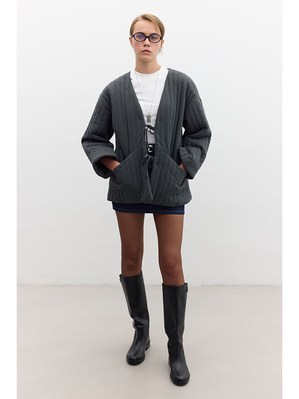 Kapitone Bağlamalı Mont Antrasit-2