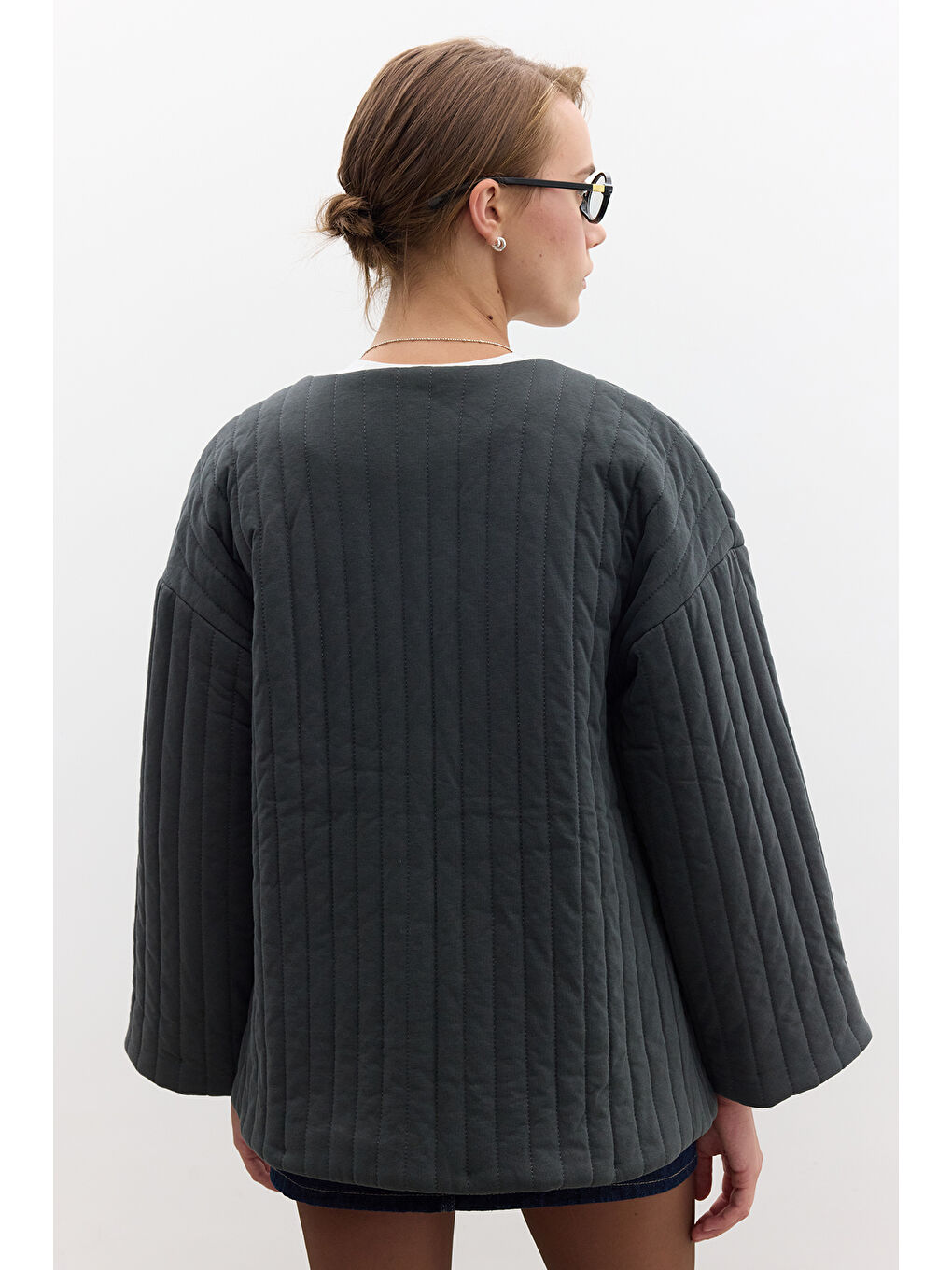 Kapitone Bağlamalı Mont Antrasit-5