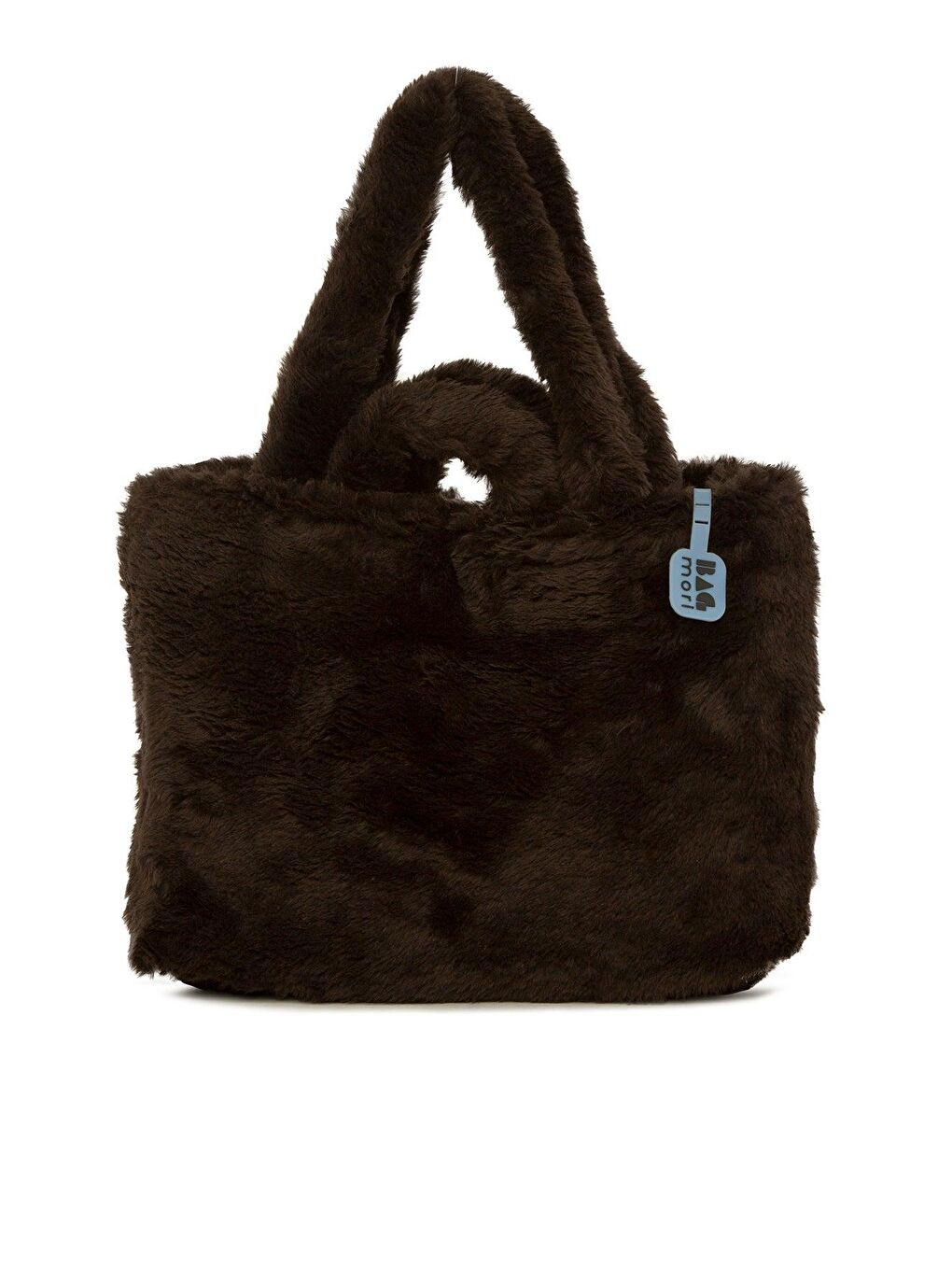 Kahverengi Çift Askılı Tüylü Tote Büyük Çanta