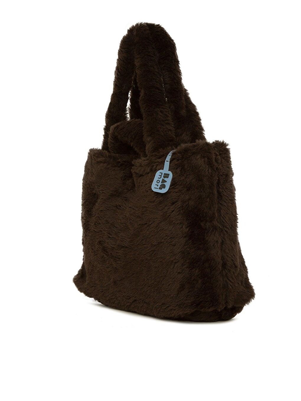 Kahverengi Çift Askılı Tüylü Tote Büyük Çanta-1