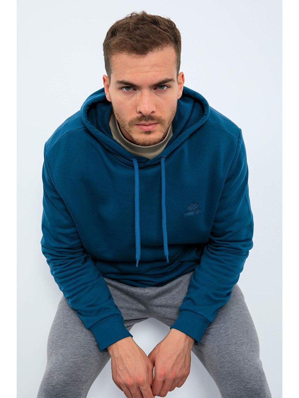 TOMMYLIFE Yeşil Zümrüt Kanguru Cep Kapüşonlu Rahat Form Erkek Sweatshirt - 88013 - 3