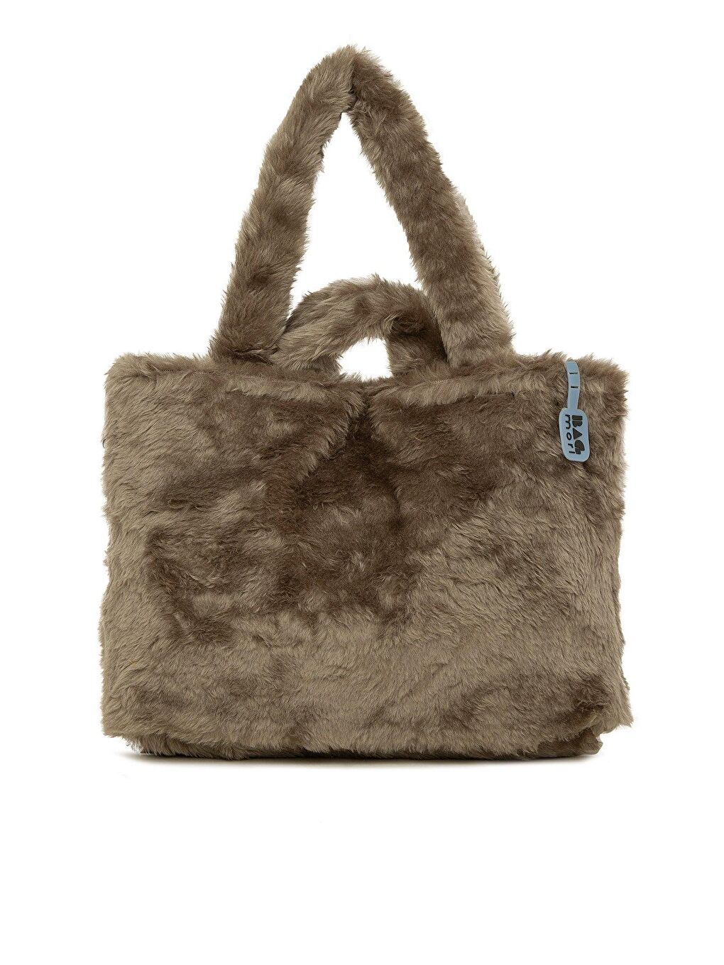 Gri Çift Askılı Tüylü Tote Büyük Çanta