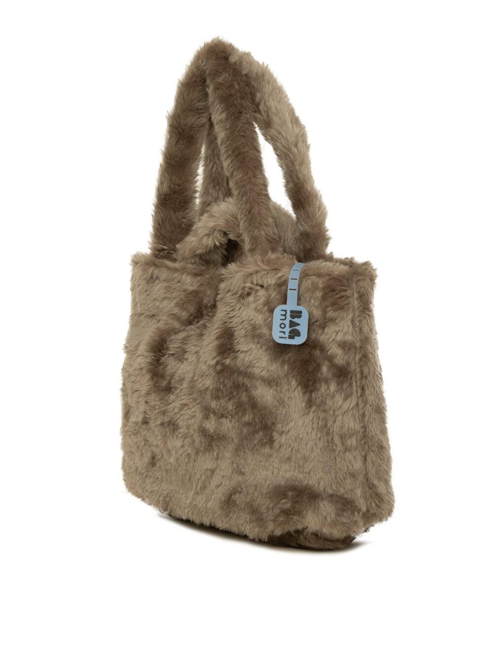 Gri Çift Askılı Tüylü Tote Büyük Çanta-1