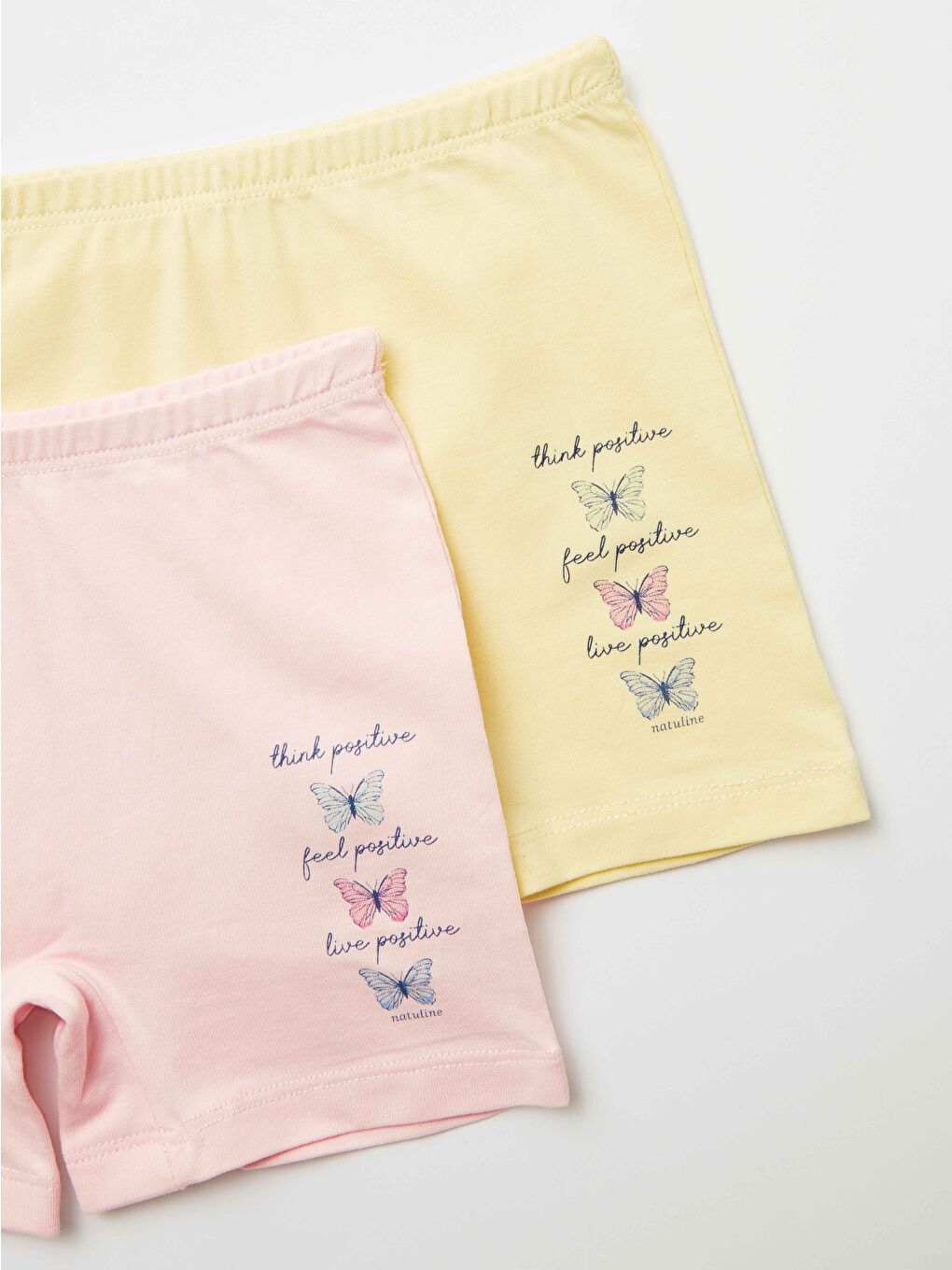 Pembe Kız Çocuk Organik Pamuklu Elastanlı Boxer Positive Butterfly 2 li Paket