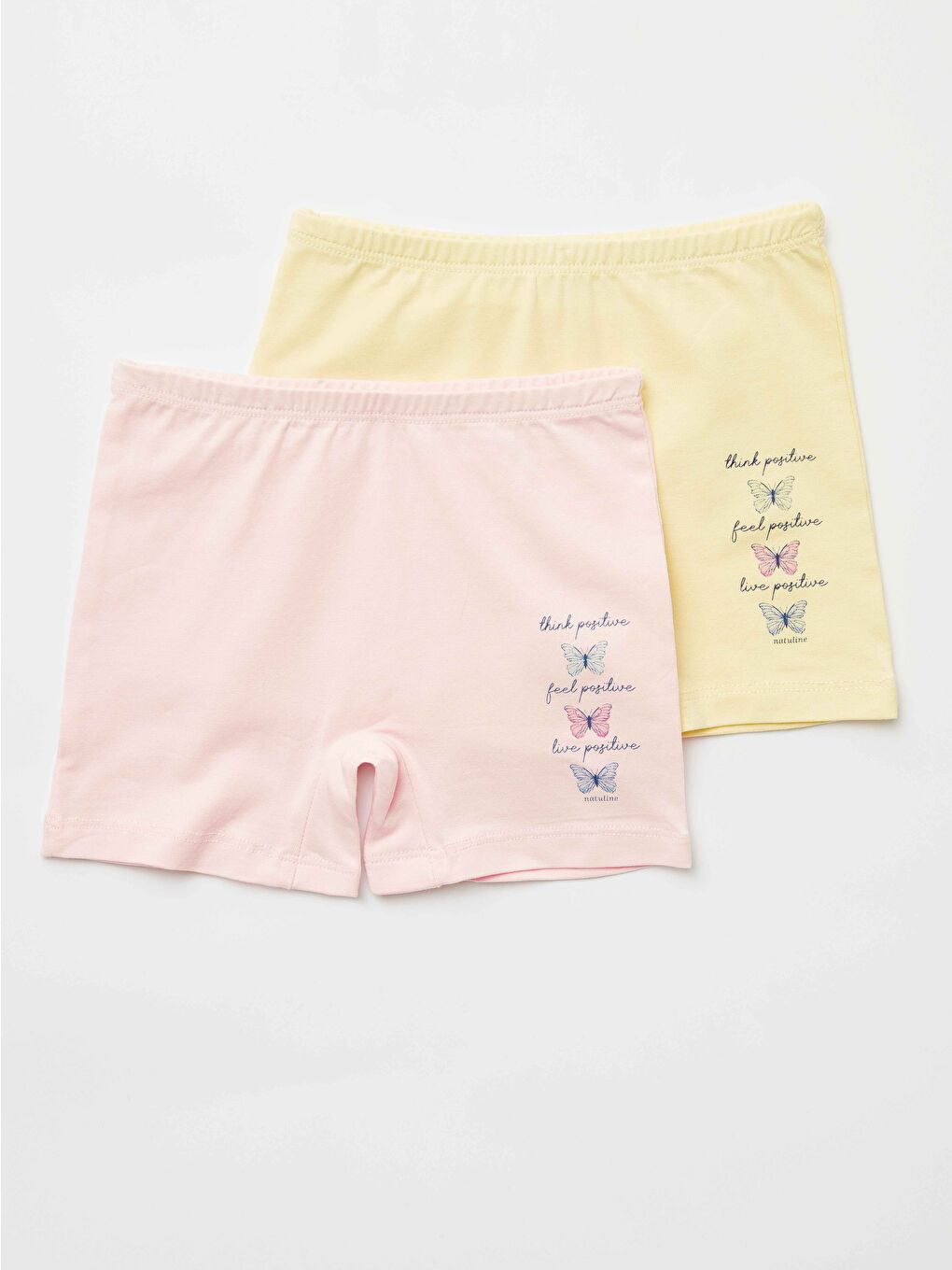 Pembe Kız Çocuk Organik Pamuklu Elastanlı Boxer Positive Butterfly 2 li Paket-1