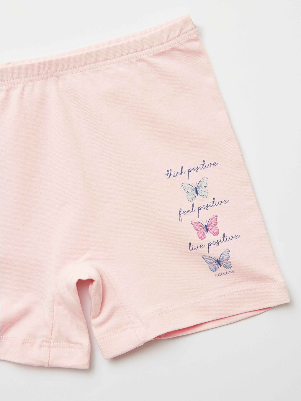 Pembe Kız Çocuk Organik Pamuklu Elastanlı Boxer Positive Butterfly 2 li Paket-5