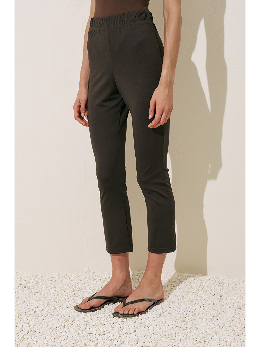 Flare Paça Tesettür Mayo Pantolon Kahverengi-2