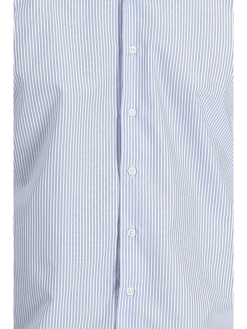 Mavi Uzun Kol Slim Fit Dar Kesim Çizgili Pamuklu Kolay Ütülenebilir Gömlek-4