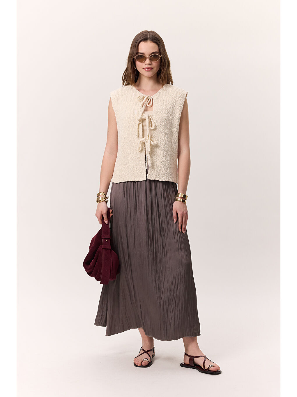 Bej Crush Saten Etek Vizon-2