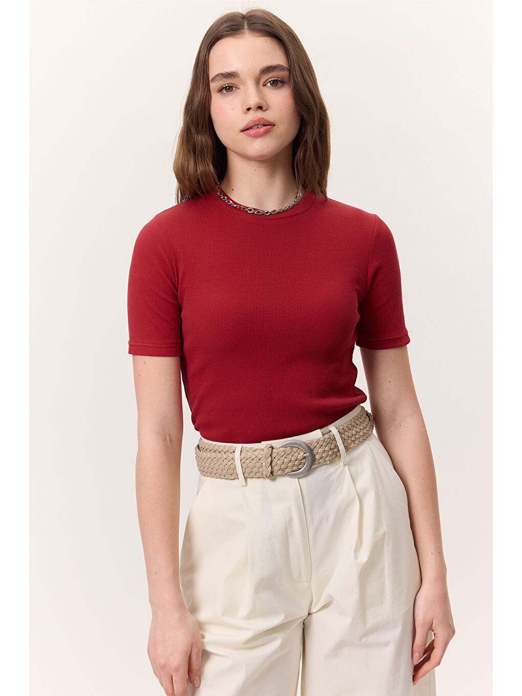 Kısa Kollu Rıbana Body Kırmızı