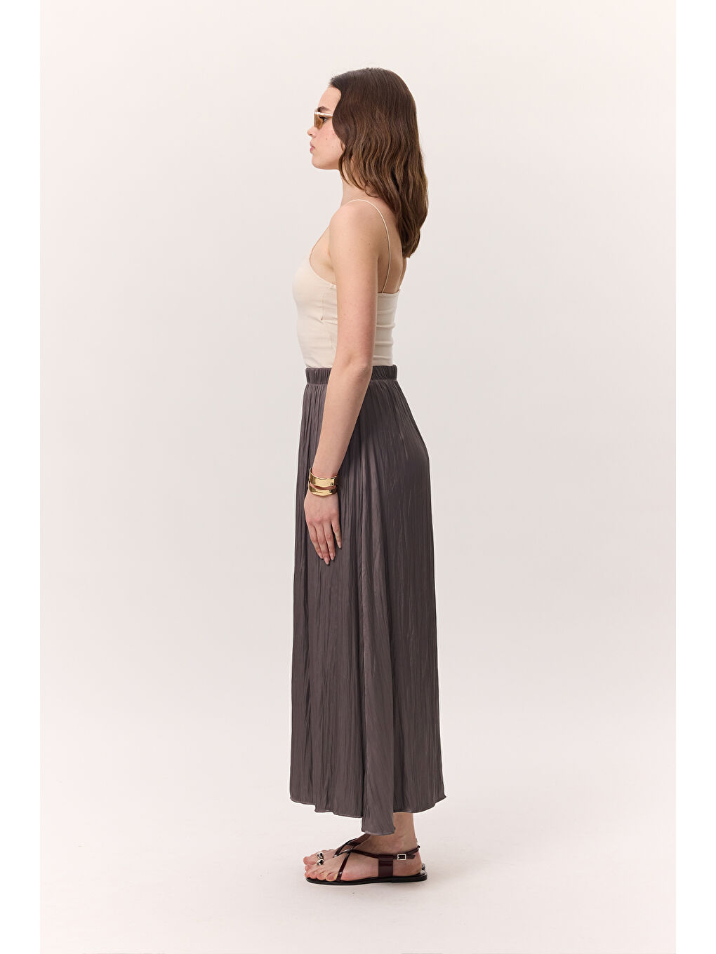 Bej Crush Saten Etek Vizon-4