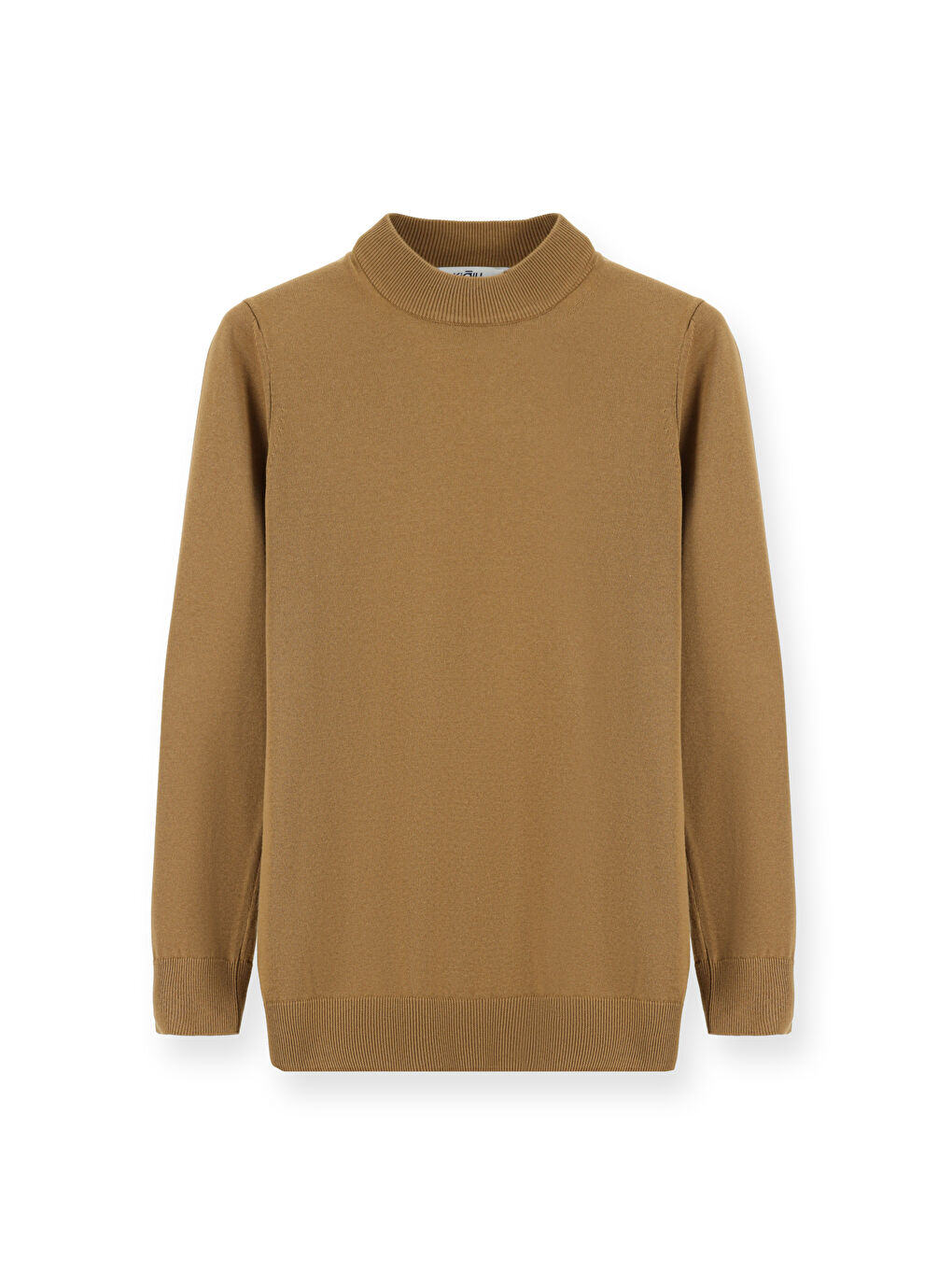 Kahverengi Bato Yaka Regular Fit Pamuklu Triko Büyük Beden Kazak-6