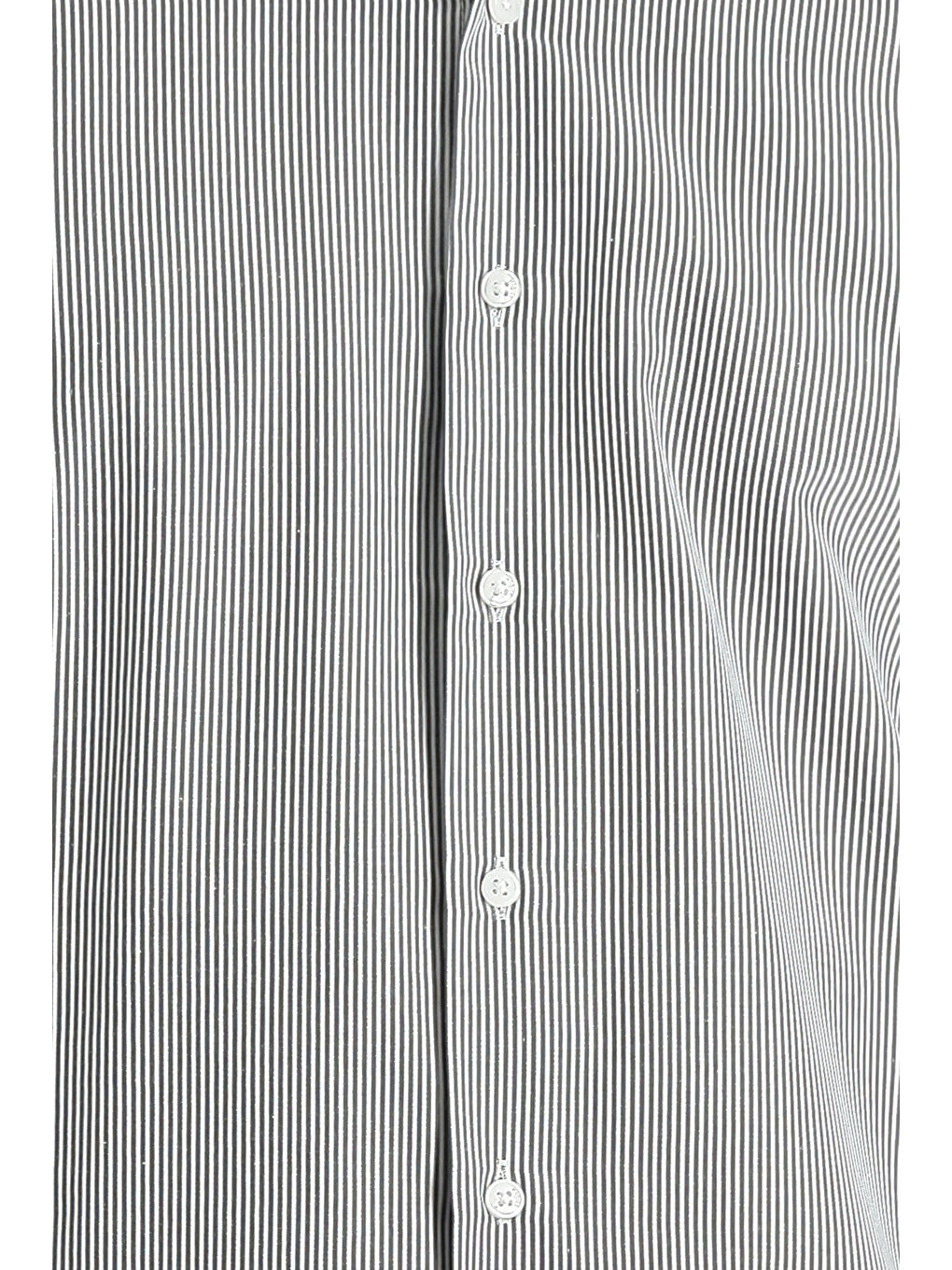 Siyah Uzun Kol Slim Fit Dar Kesim Çizgili Pamuklu Kolay Ütülenebilir Gömlek-4