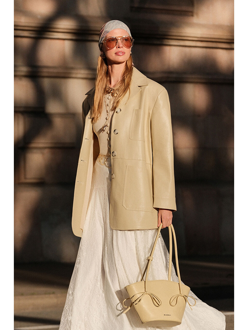 Dantelli Geniş Etek Ekru-2