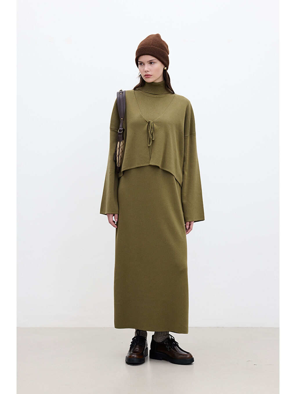 Bağcıklı Triko Hırka Yeşil-1