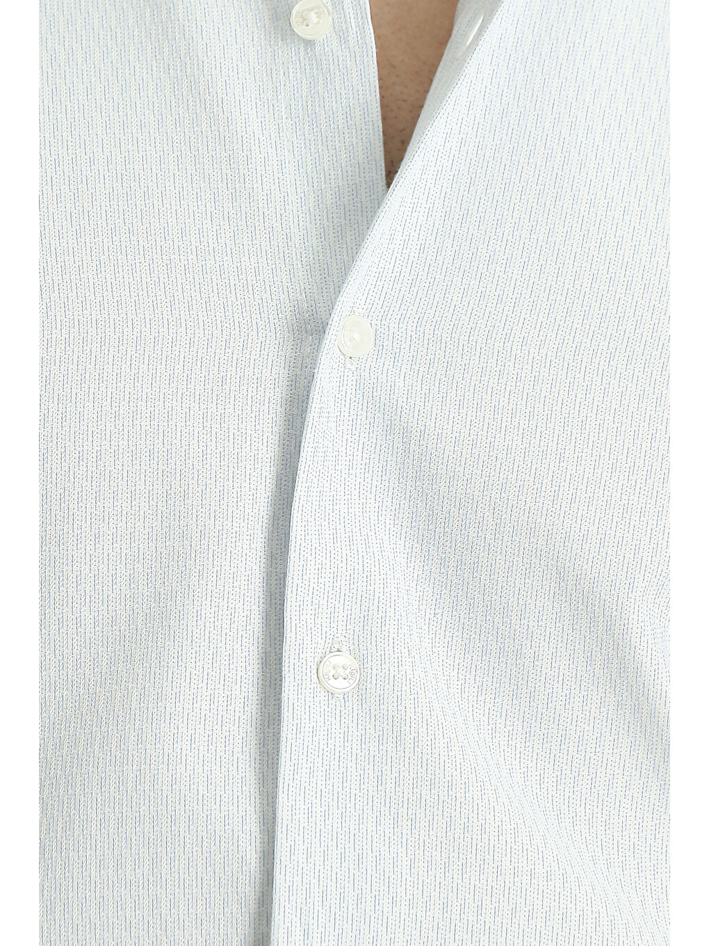 Mavi Uzun Kol Slim Fit Dar Kesim Desenli Pamuklu Kolay Ütülenebilir Düğmeli Yaka Gömlek-5