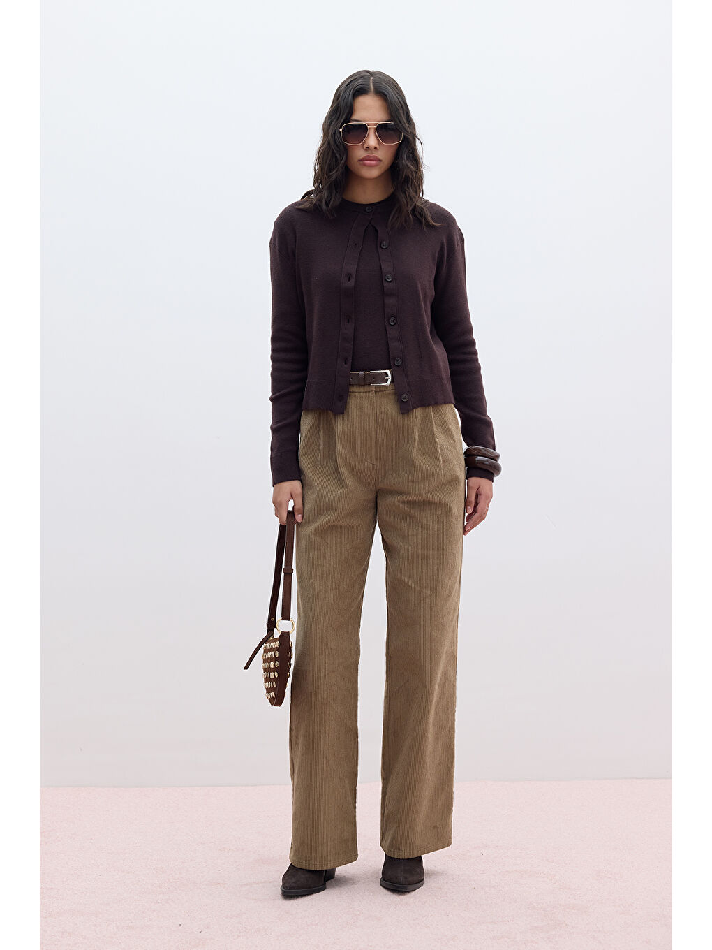 Kahverengi Fitilli Kadife Straıght Fit Pantolon Camel-3