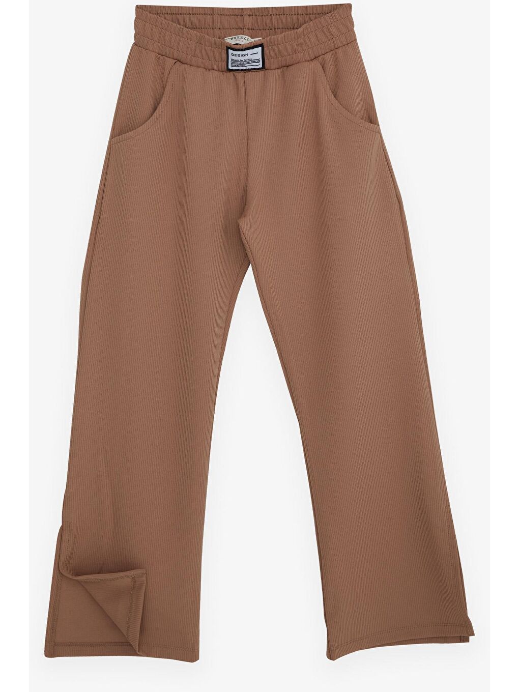 Kız Çocuk Pantolon Paçası Yırtmaçlı Açık Kahverengi (8-12 Yaş)-2