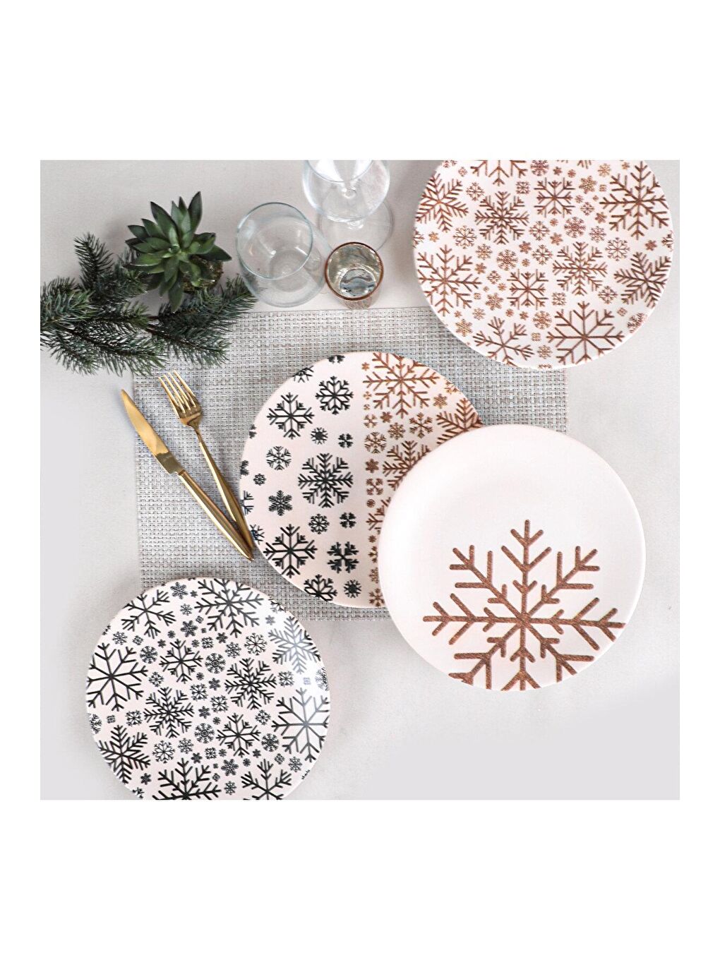 Karışık Kar Taneleri  Servis Tabağı 25 Cm 4 Adet