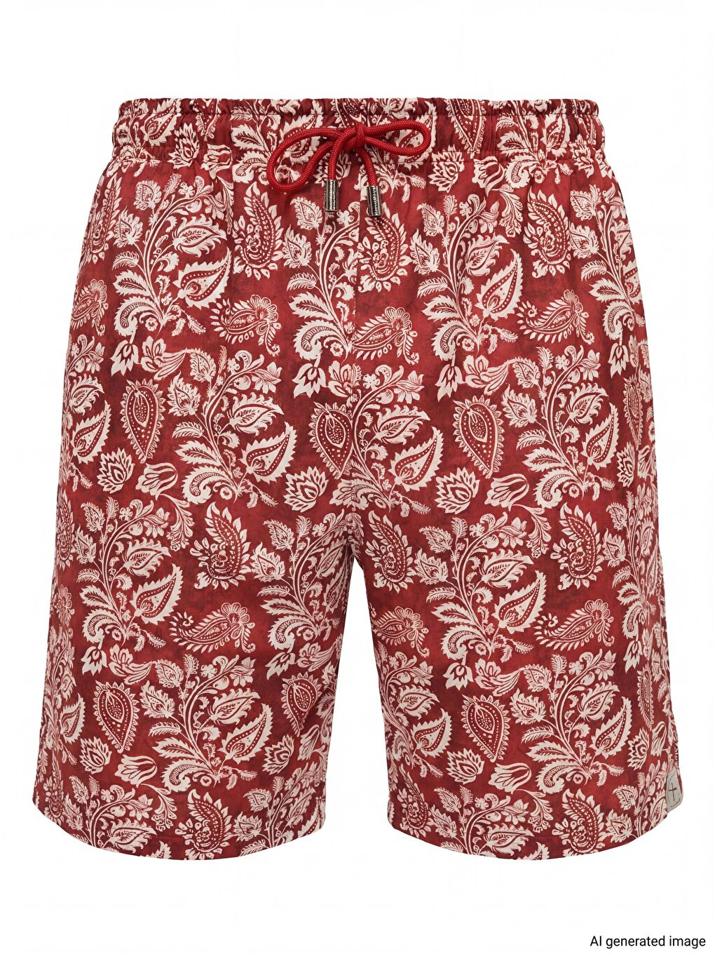Etnik Desenli Bordo Erkek Kısa Havuz Ve Deniz Şortu 5050