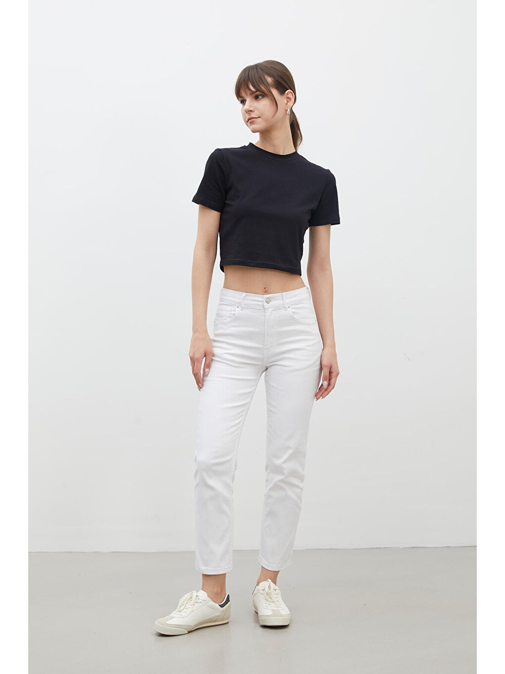 Bootcut Fit Denim Pantolon Beyaz-1