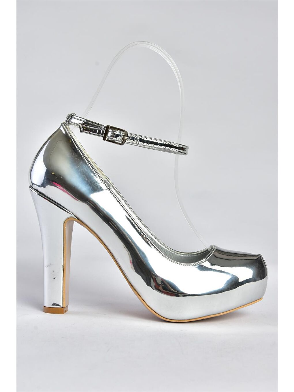 Gri M3480077 Gümüş Kadın Topuklu Ayakkabı-4