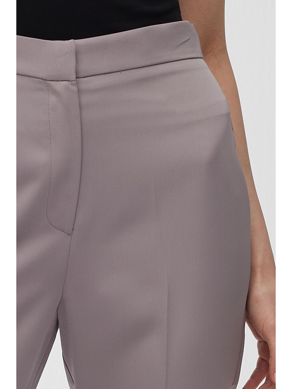 Saten İspanyol Paça Pantolon Gri-3