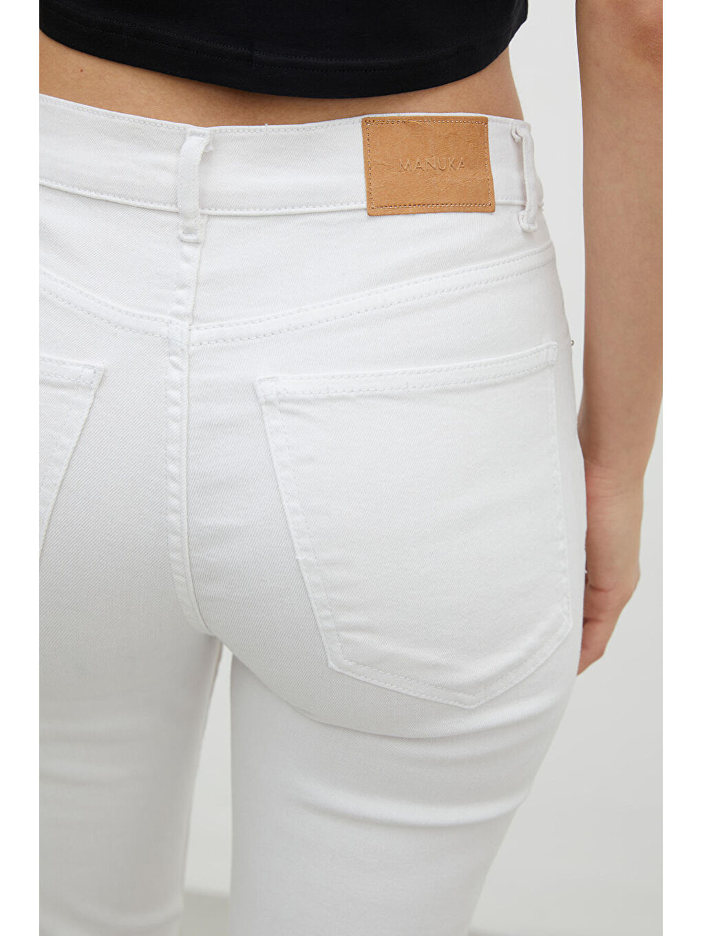 Bootcut Fit Denim Pantolon Beyaz-6