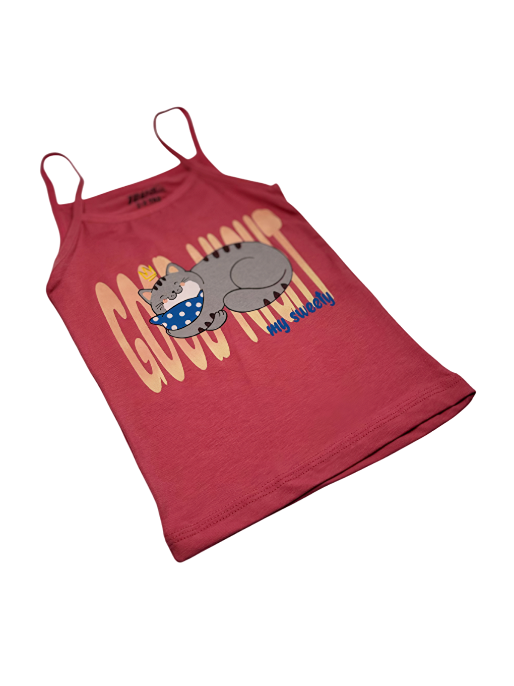 Sarı Kız Çocuk 3 lü Paket İnce Askılı Pamuklu Elastanlı Baskılı Atlet 1425-1