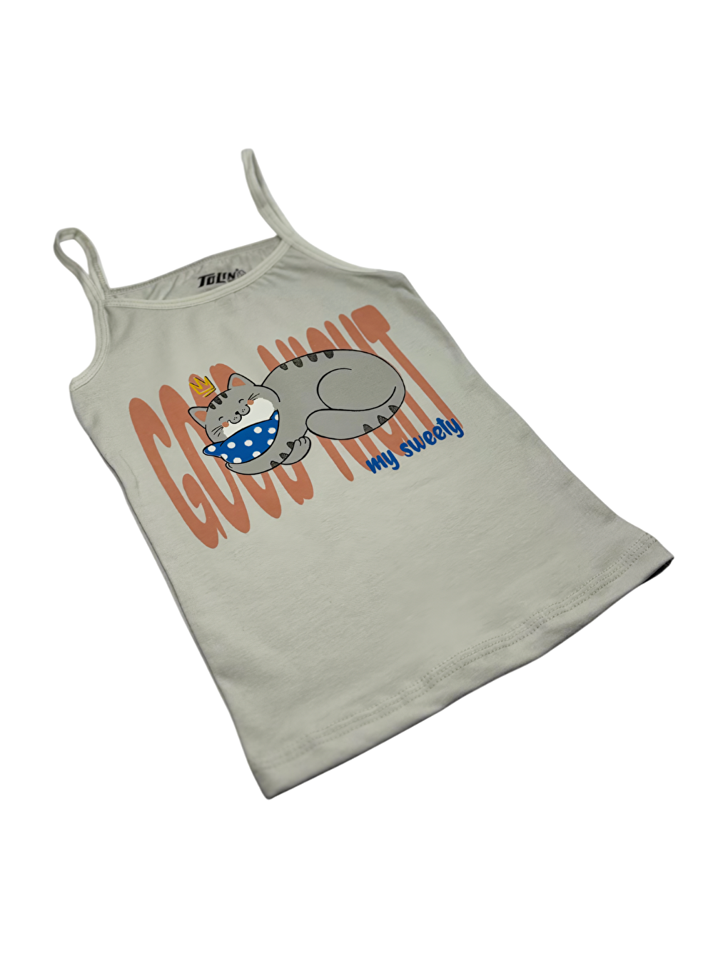 Sarı Kız Çocuk 3 lü Paket İnce Askılı Pamuklu Elastanlı Baskılı Atlet 1425-3