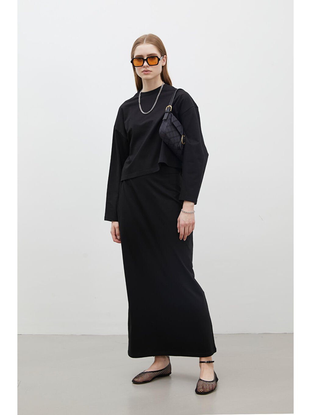 Pamuklu Kalem Etek Siyah-5