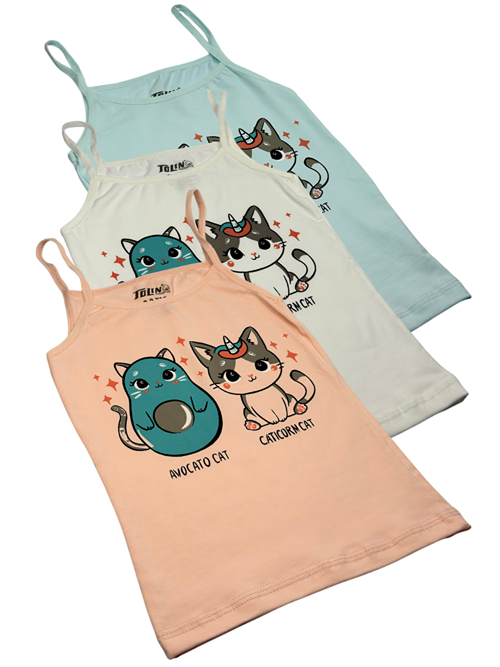 Lila Kız Çocuk 3 lü Paket İnce Askılı Pamuklu Elastanlı Baskılı Atlet 1425