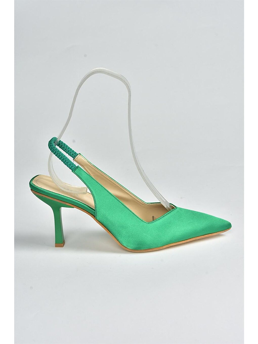 Yeşil Saten Kumaş Kadın Topuklu Ayakkabı M882007004-4