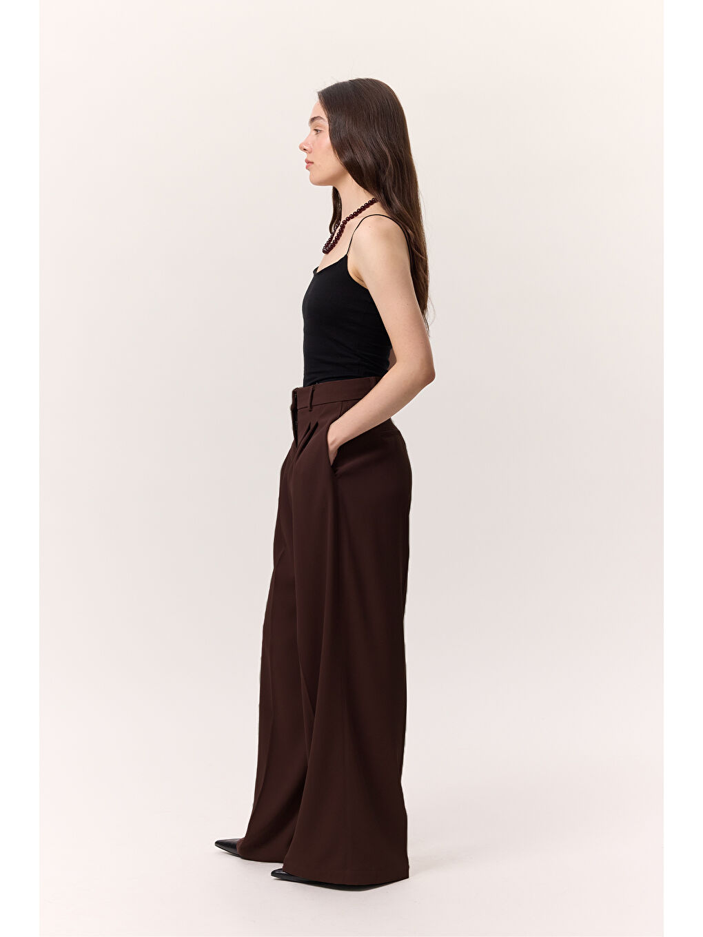 Dökümlü Pileli Pantolon Mürdüm-4