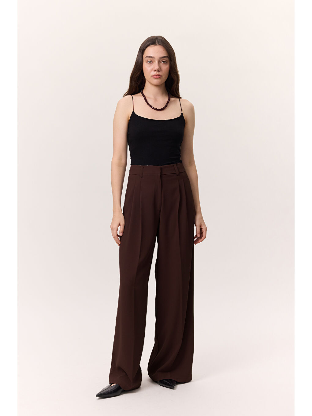 Dökümlü Pileli Pantolon Mürdüm-5