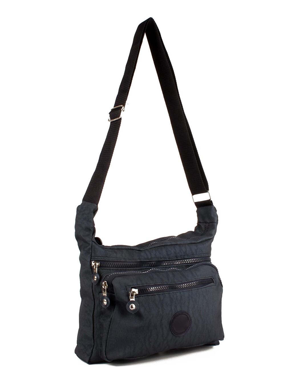 Lacivert Kadın Çok Cepli Yıkanmış Krinkle Kumaş Postacı Tarz Omuz Çapraz Çanta (10678)