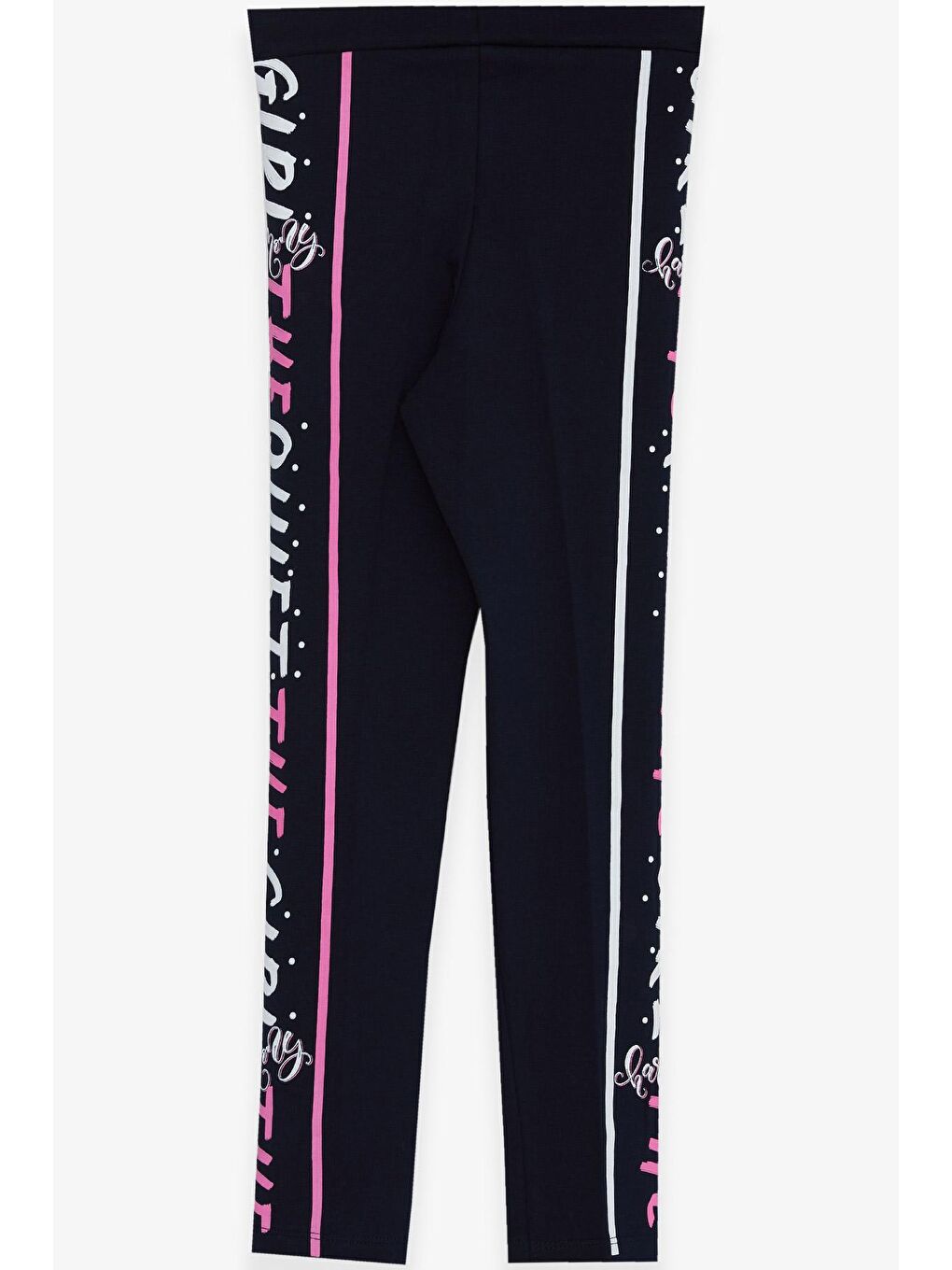 Kız Çocuk Tayt Yazı Baskılı Lacivert (5-14 Yaş)-1