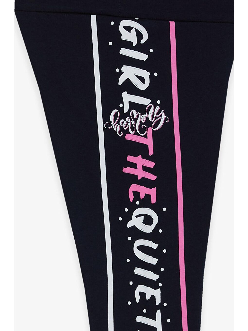 Kız Çocuk Tayt Yazı Baskılı Lacivert (5-14 Yaş)