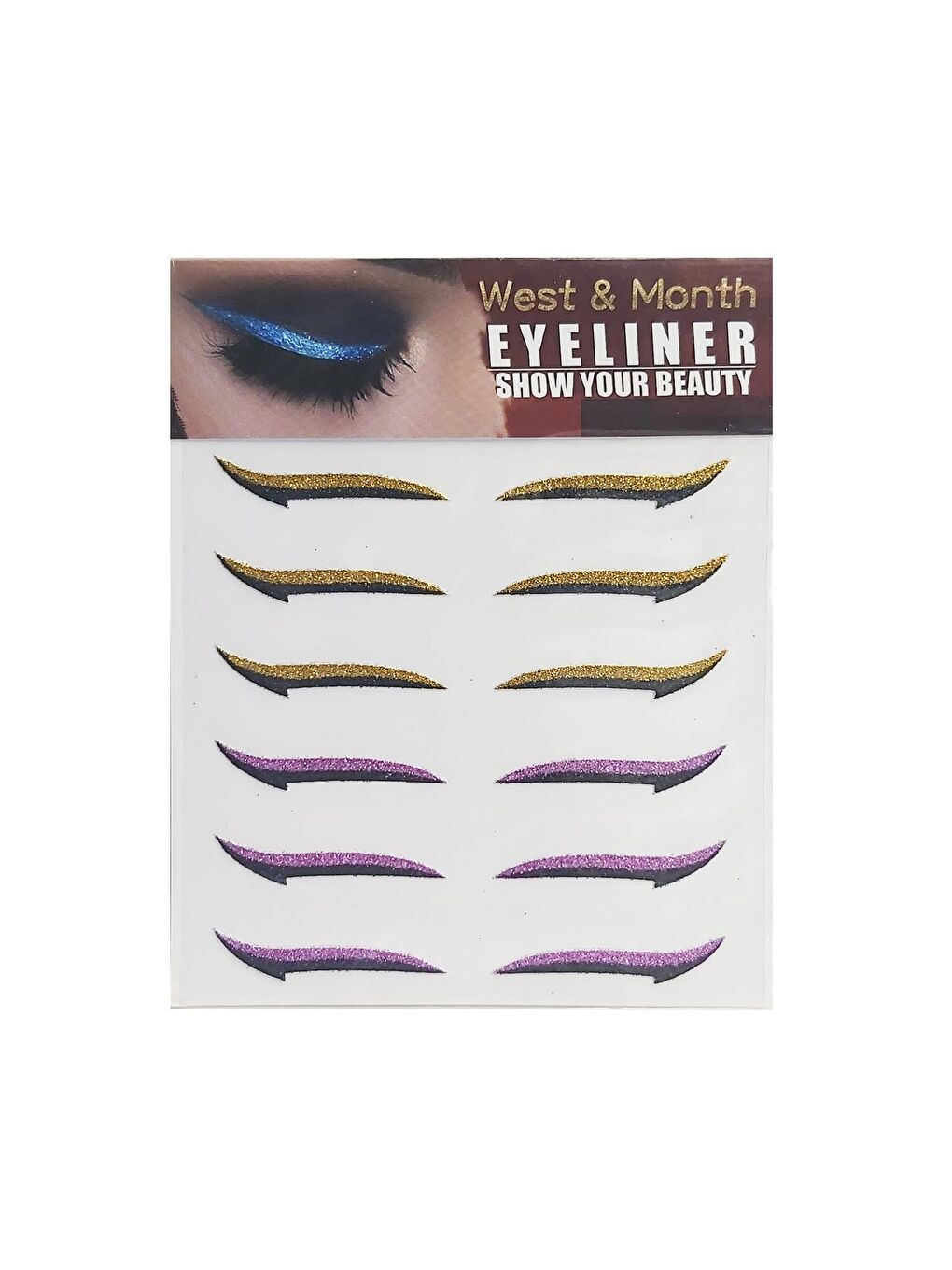 New Obsessions Altın Glitter Kendinden Yapışkanlı Simli Dumanlı Kedi Göz Eyeliner 6'lı Set