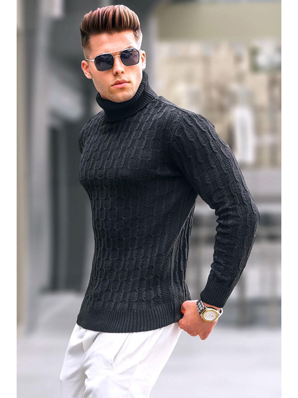 Siyah Balıkçı Yaka Triko Kazak 5759